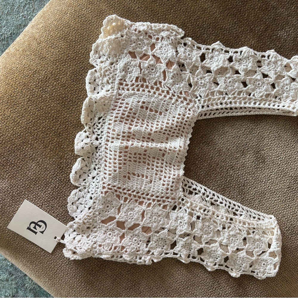 Chasing Unicorns Cream Crochet Square-Neck Crop Top - Picture 3 of 7